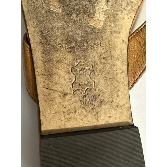 Tory Burch Classic Flip Flop Caramel Corn Brown Leather size 6 - Picture 3 of 7